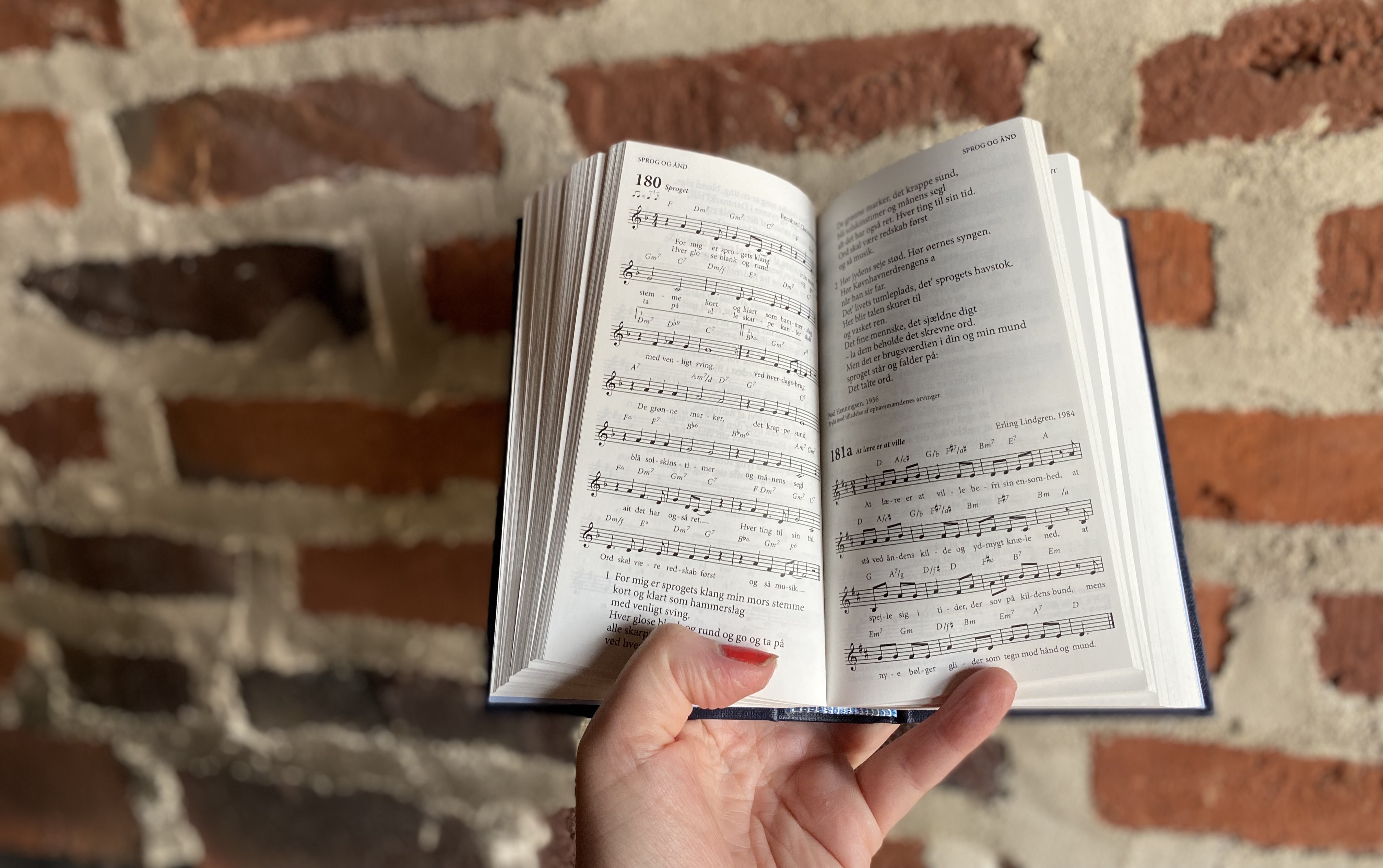 Højskolebog i hånd