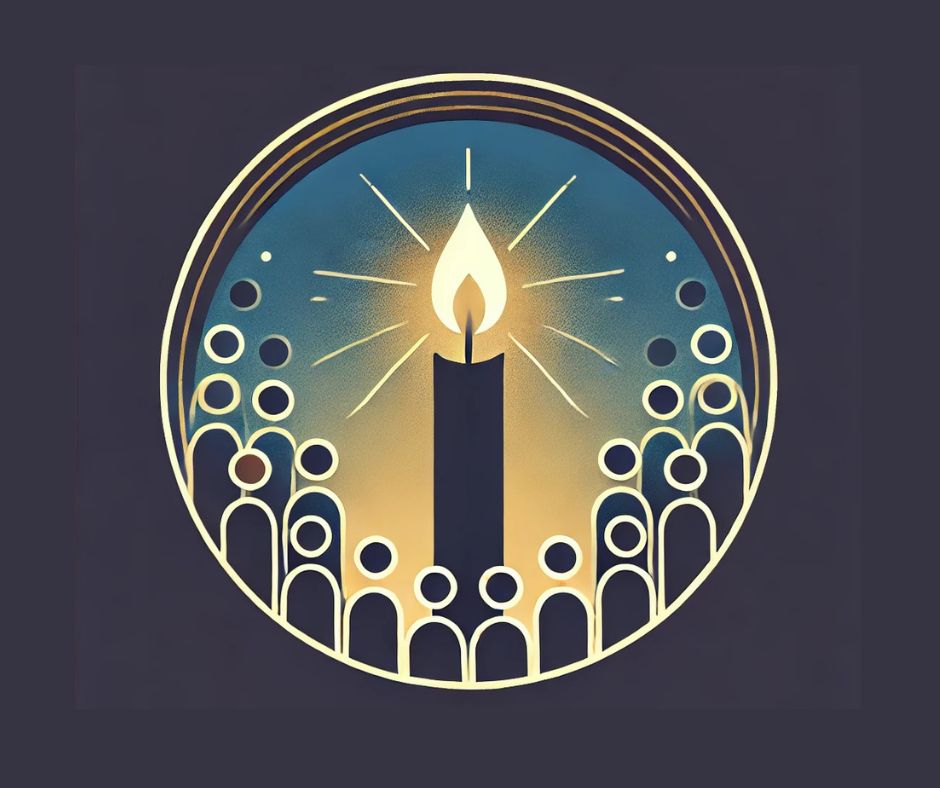 Grafik af kreds af mennesker med lys i midten